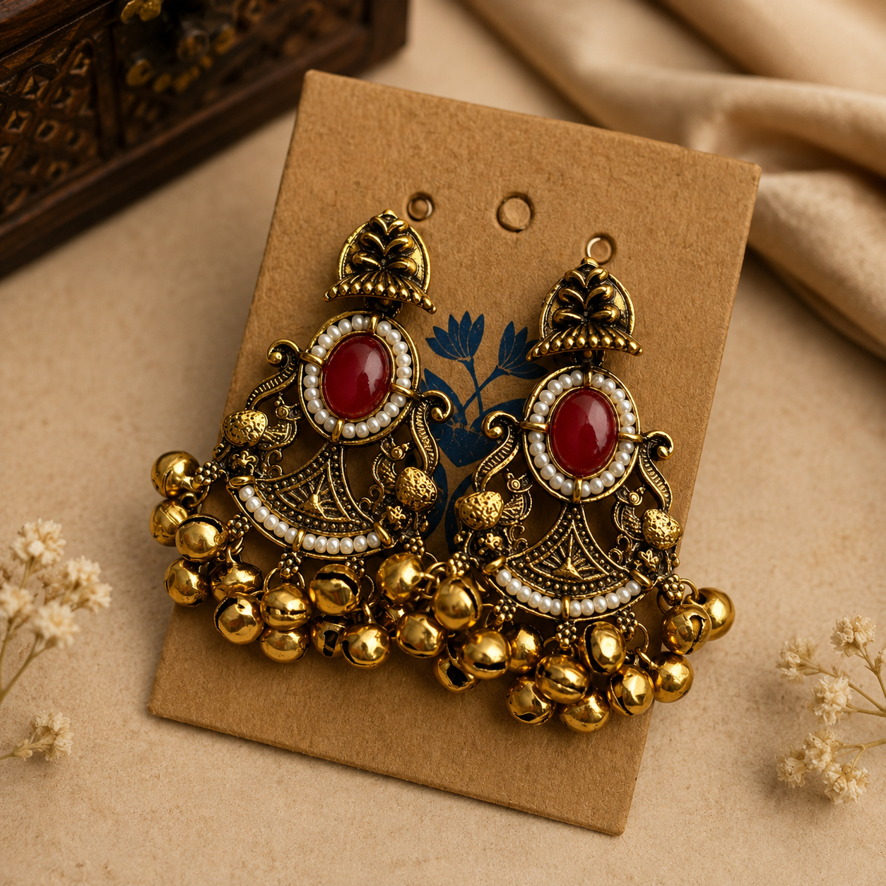 Gulnaar Ghungroo Chandbali Earrings