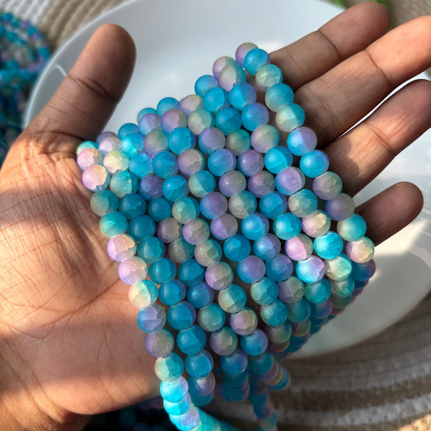 Matte+Crackle+Dual Shade Beads(95+ Beads) 8mm