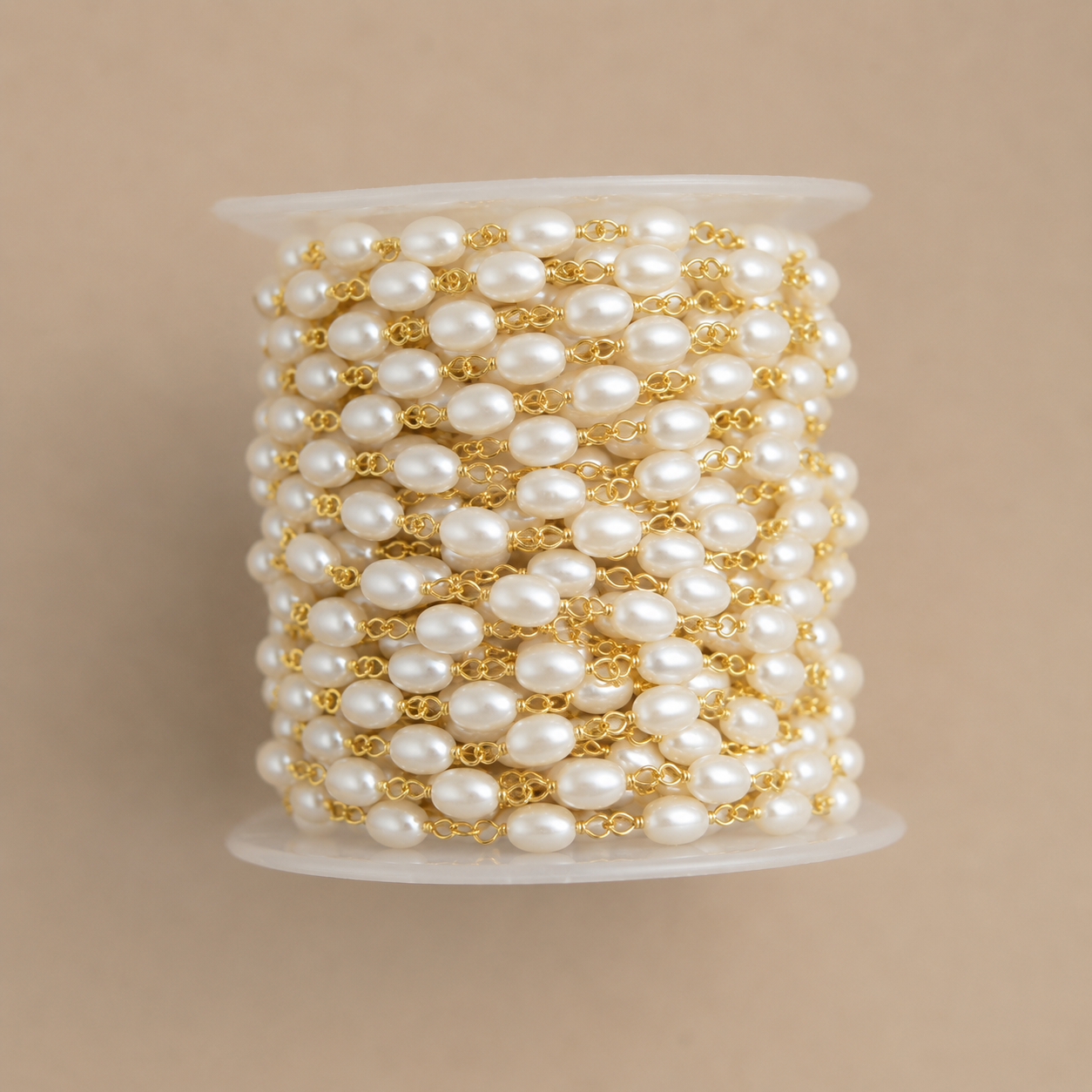 Oval Pearl Link Chain Anti Tarnish(1 meter)