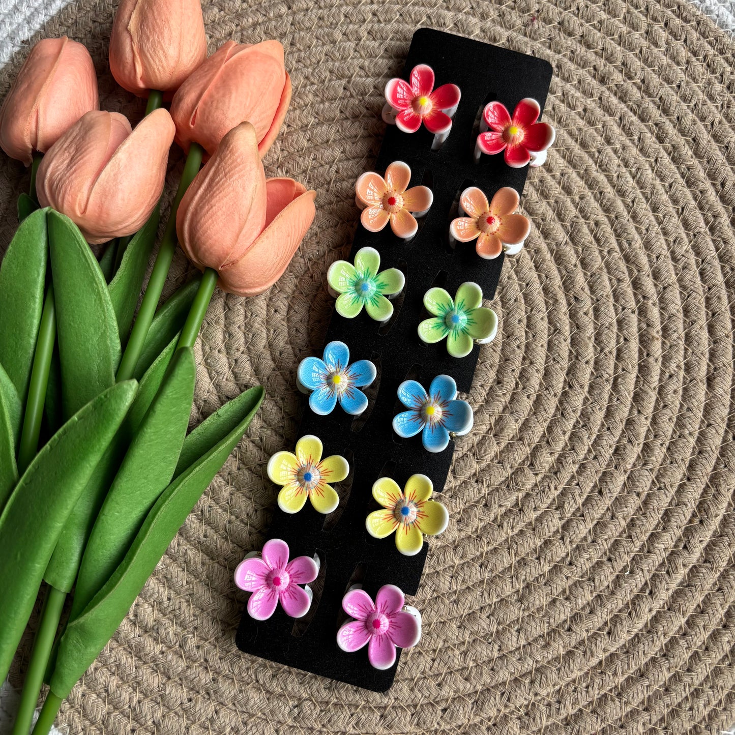Printed Flower Claws (12 Pieces)