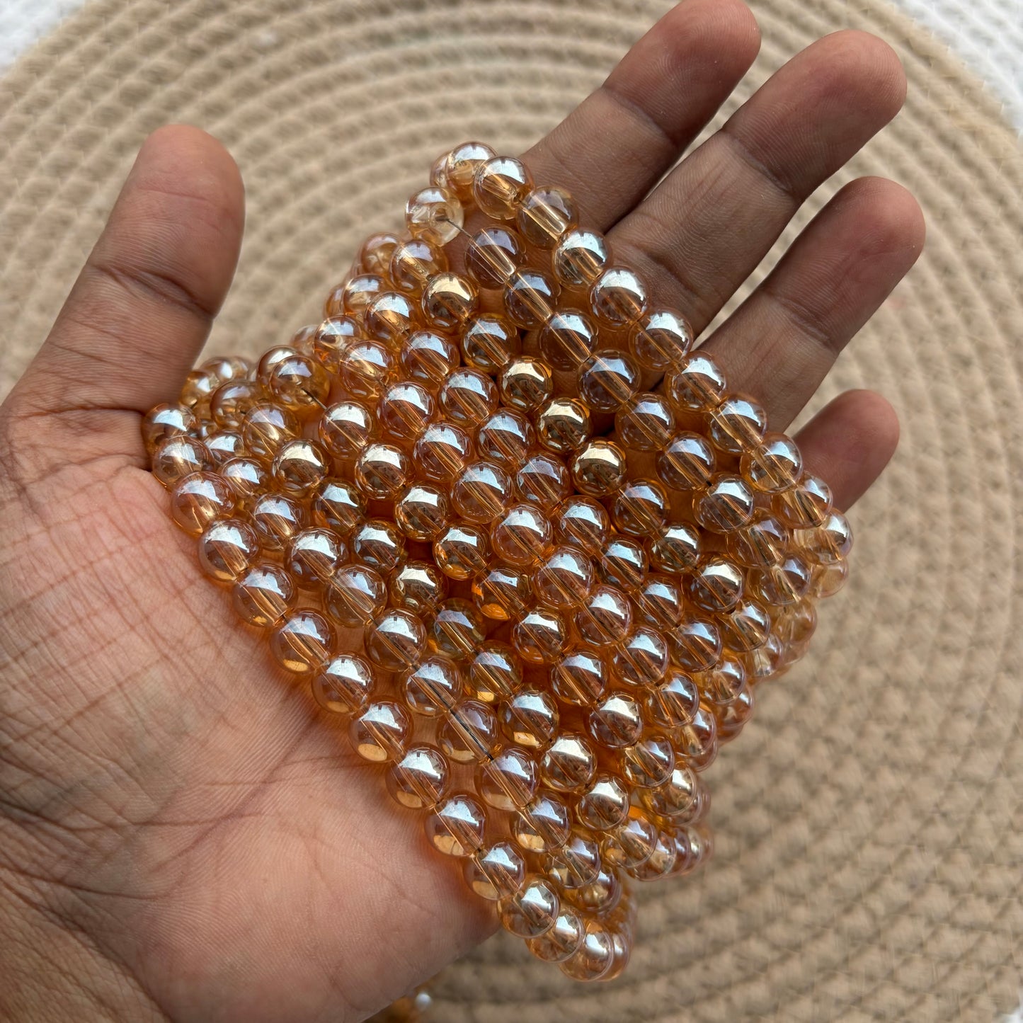 Glass Beads 8mm Golden (95-100 beads)