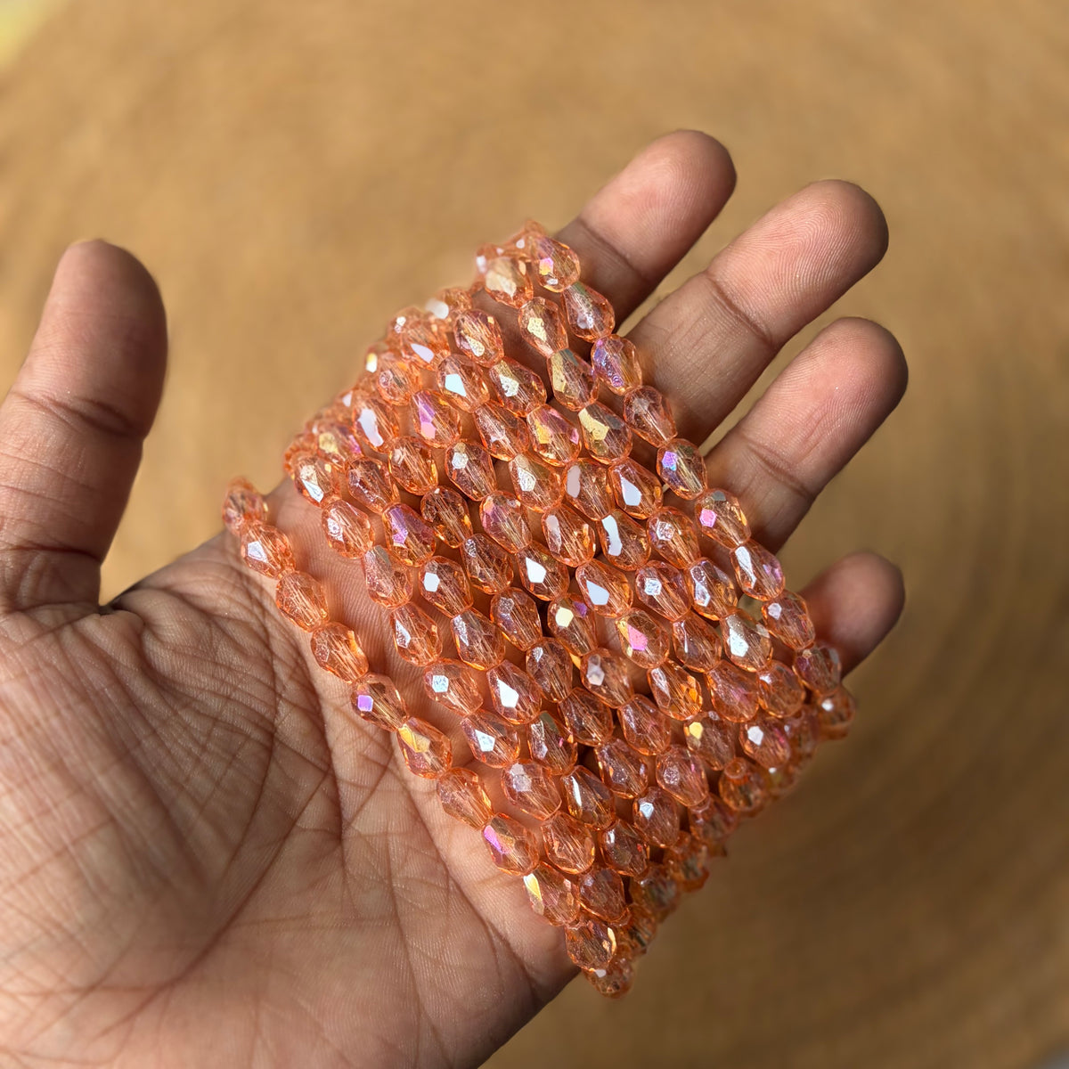 Drop Crystal Beads , Size - 6*8 (1 String)