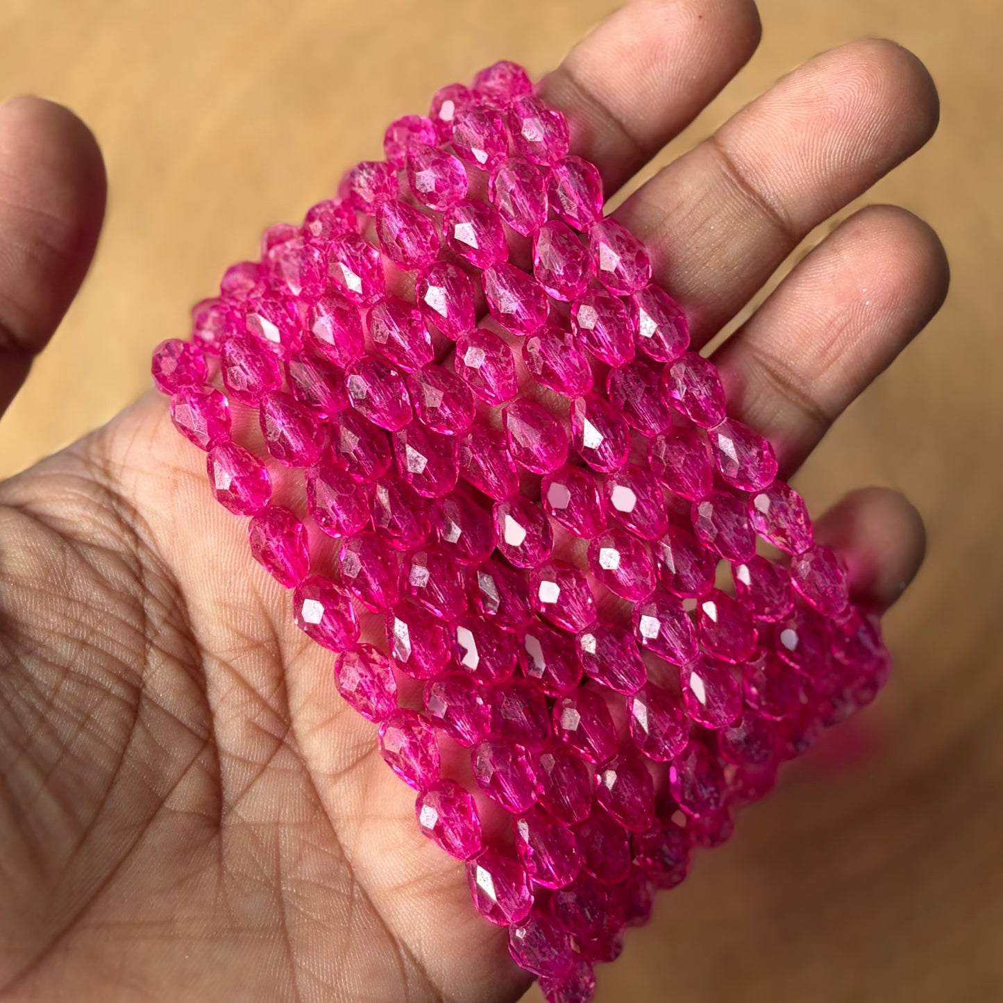 Drop Crystal Beads , Size - 6*8 (1 String)