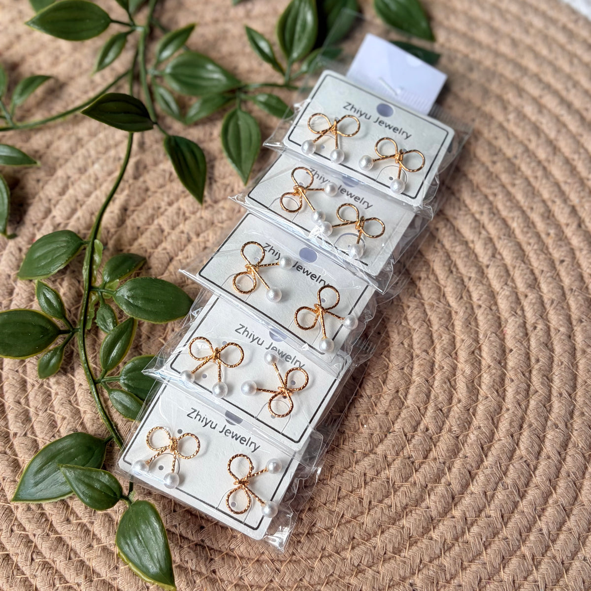 Korean Bow Earrings (5 Pairs)