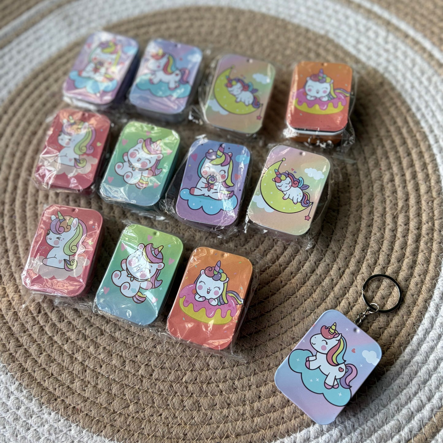 Cute Unicorn Tin Keychain