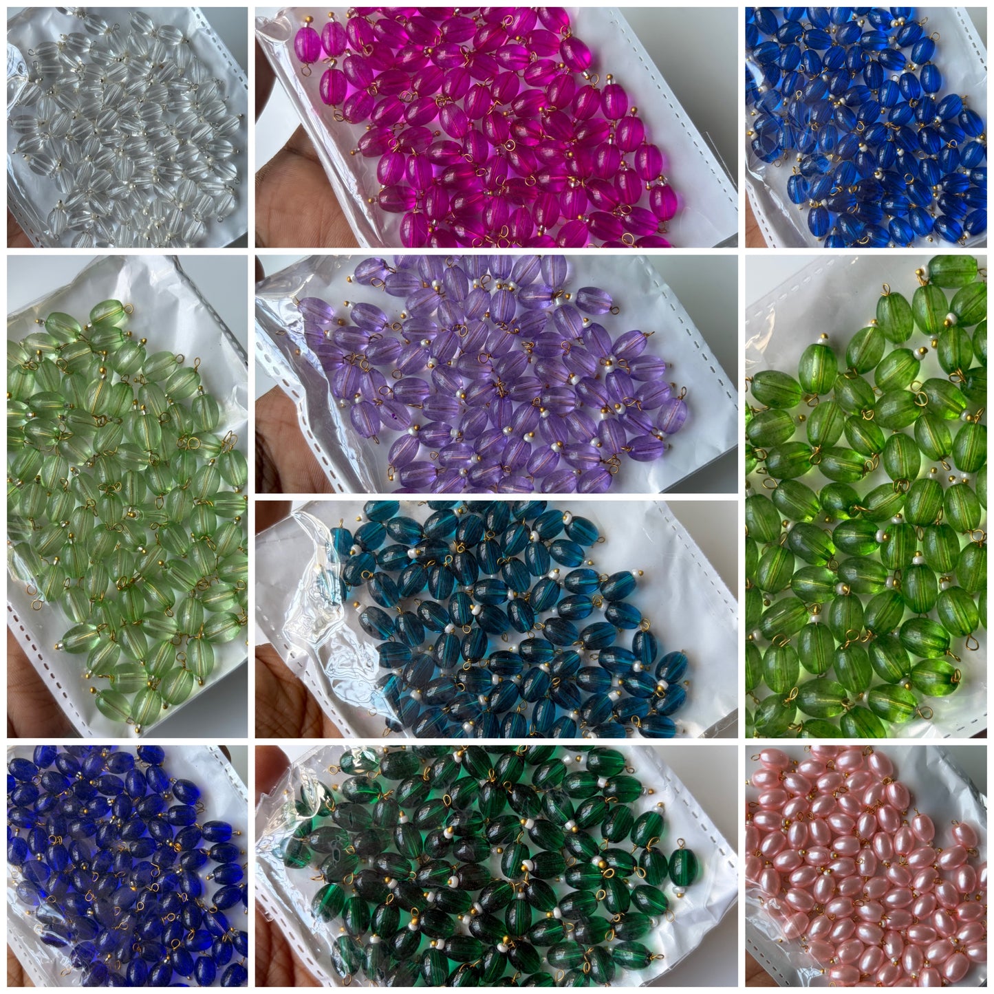 Oval Hanging Beads Glass Small (10 Pieces)