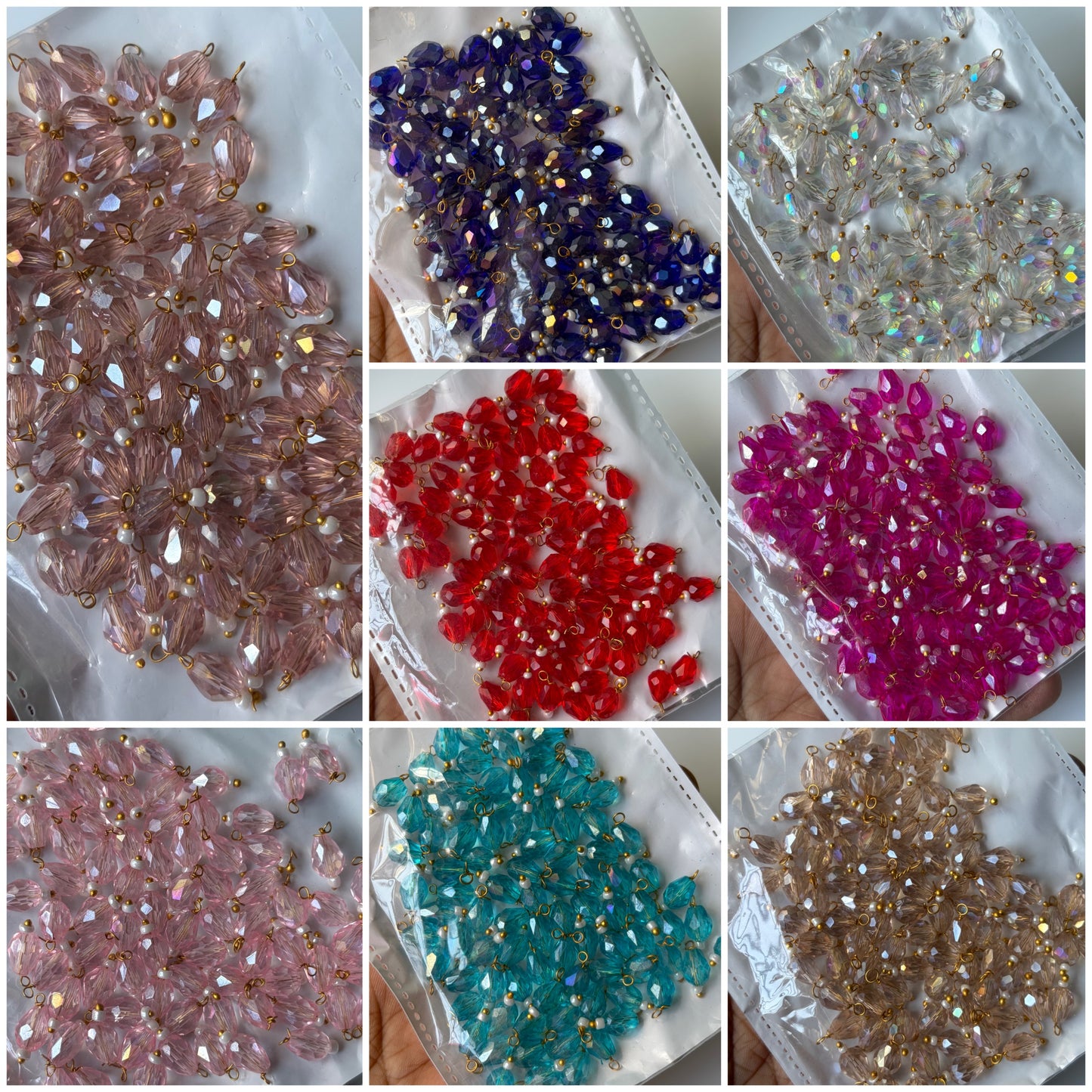 Oval Hanging Crystal Beads Glass Small (10 Pieces)
