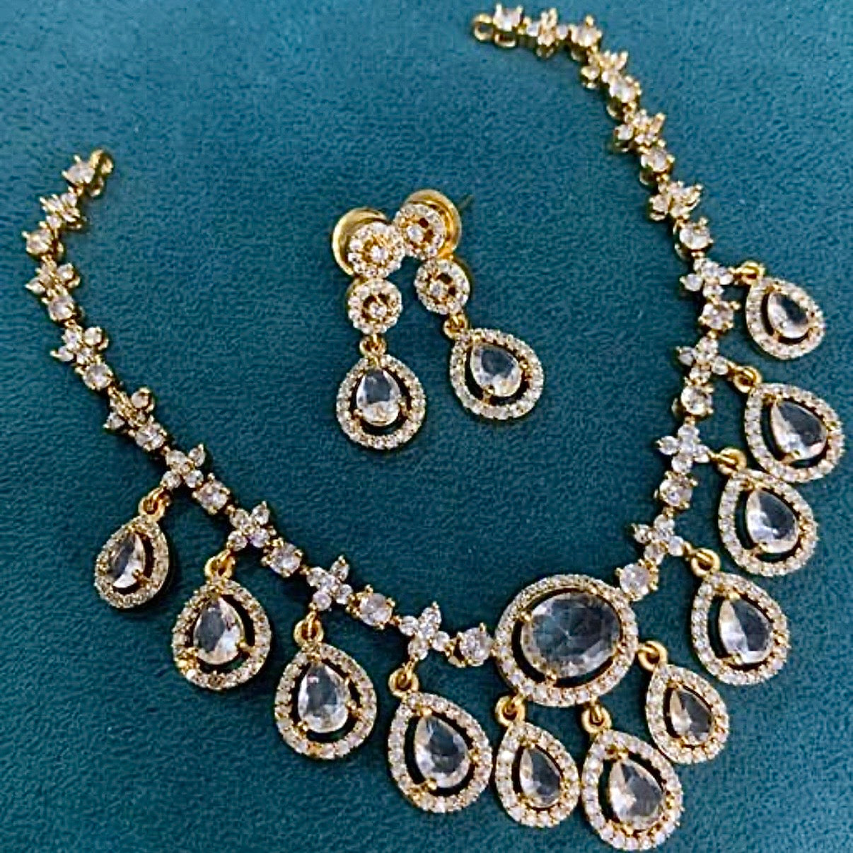 Premium Quality AD Stone Necklace With Earrings