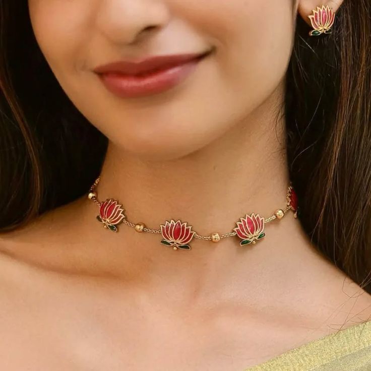 Trending Lotus necklace with earrings