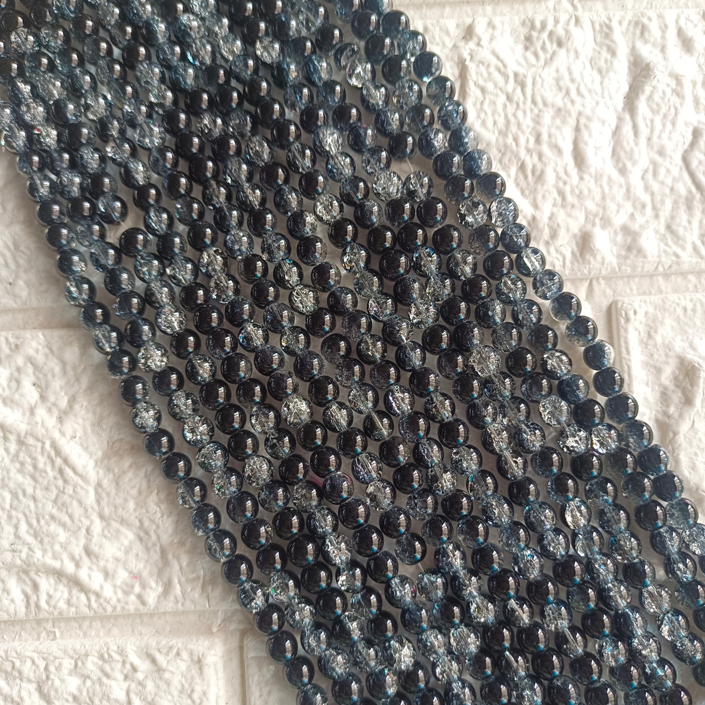Dual Crackle Beads(Black & White) 8mm
