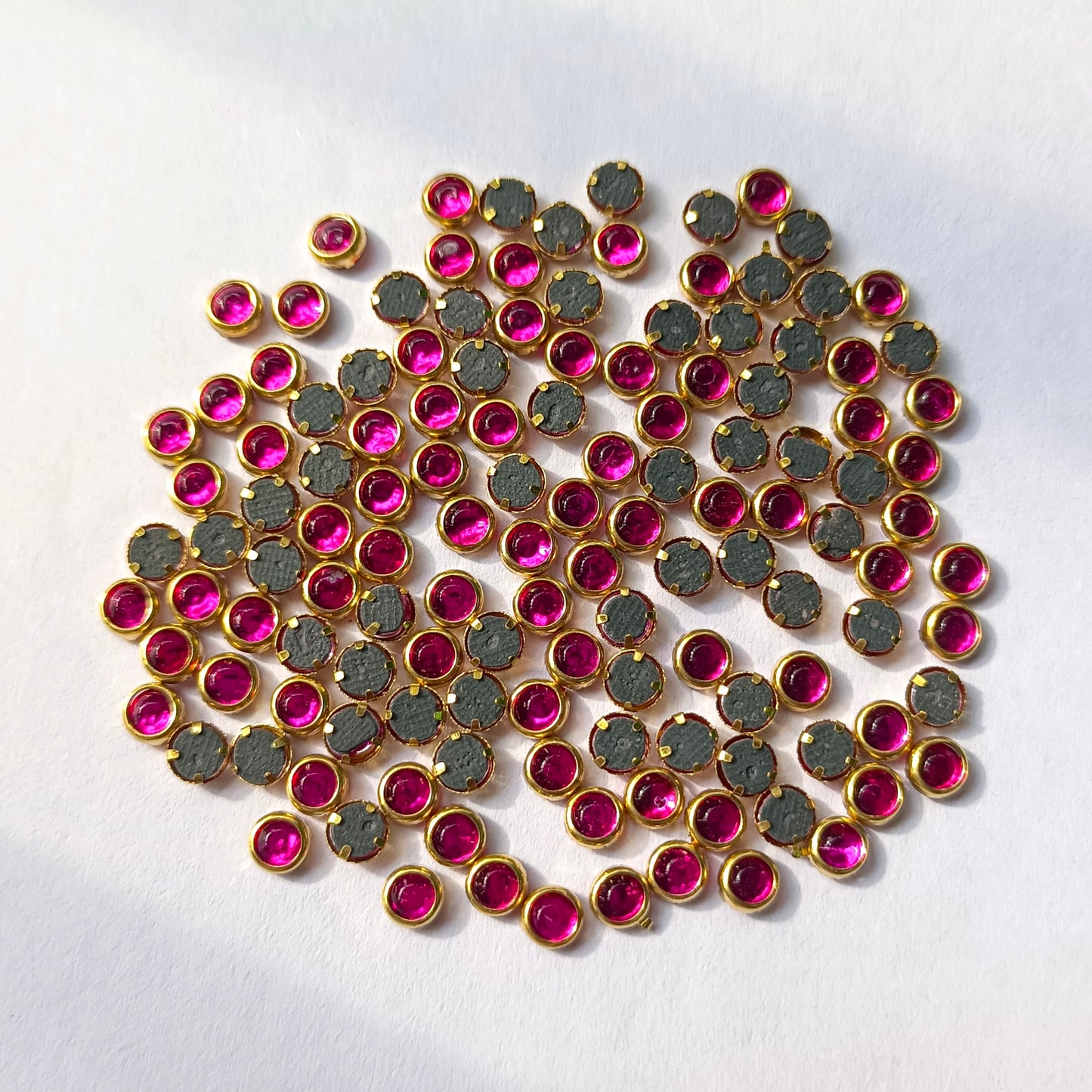 Kundan Stones 4mm Round(10 Grams)Pink