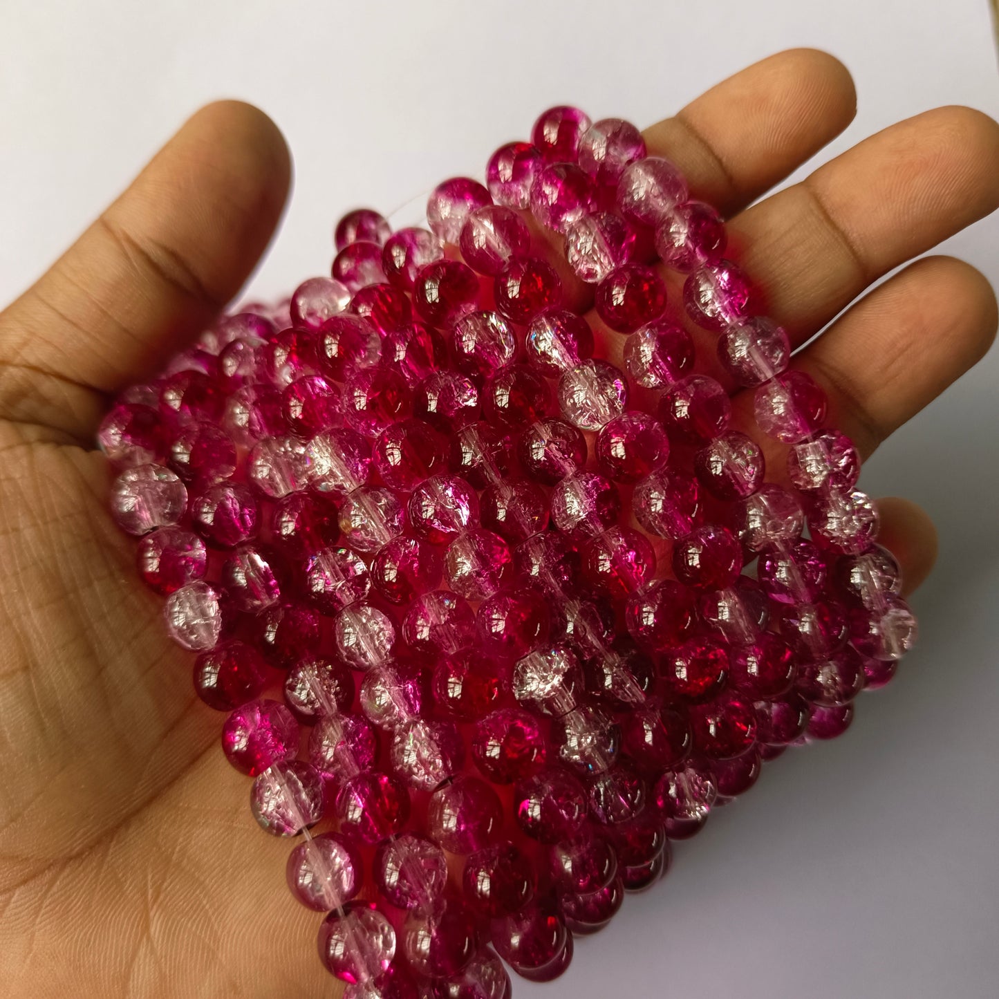 Crackle Beads 8mm(95 -100 beads apx) Dark pink