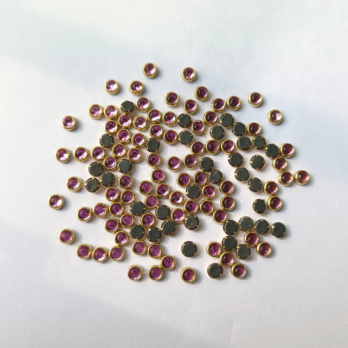 Kundan Stones 4mm Round(10 Grams)Light Pink