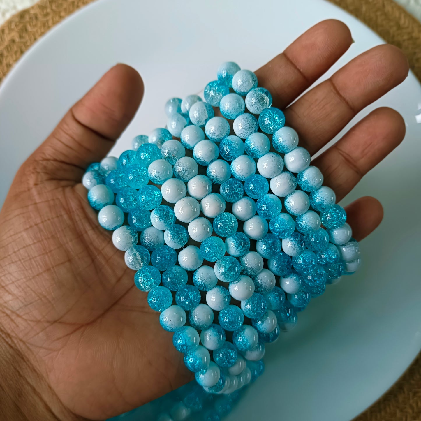 Milky Crackle Beads 8mm (95- 100 beads)