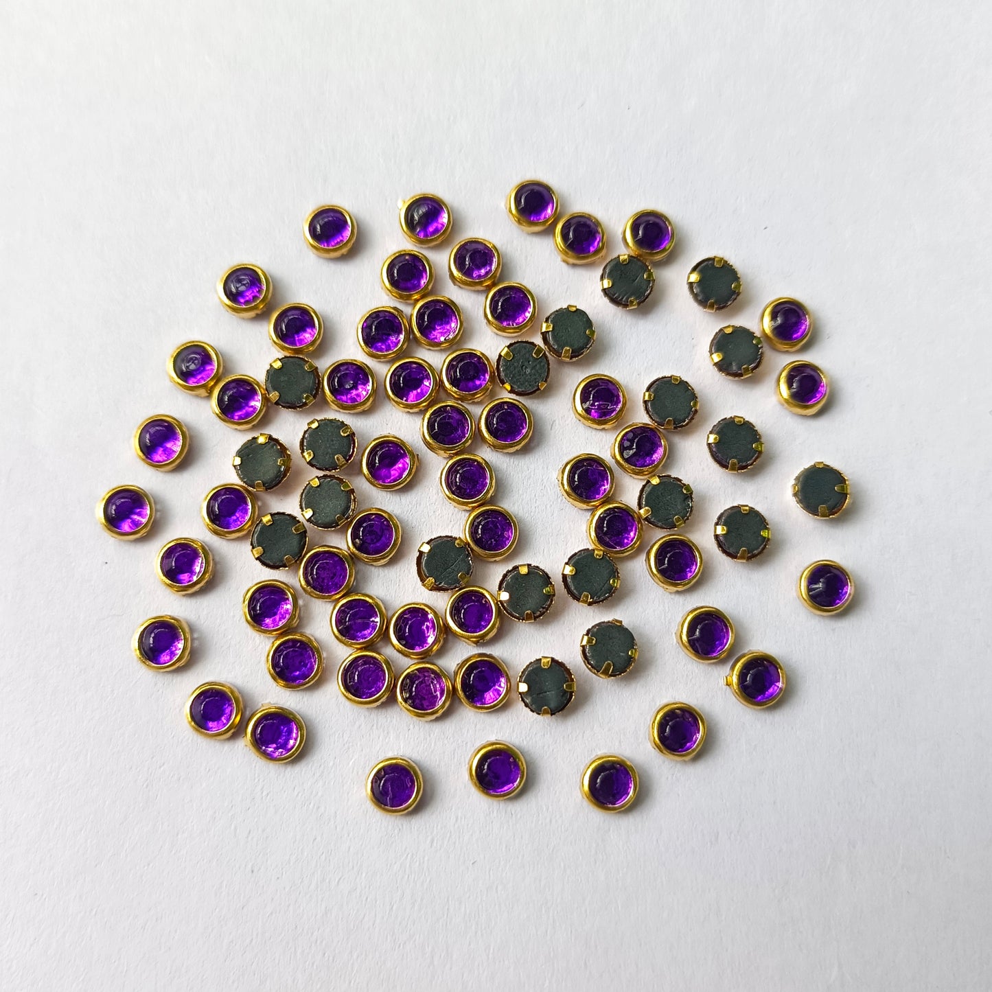 Kundan Stones 4mm Round(10 Grams)Purple