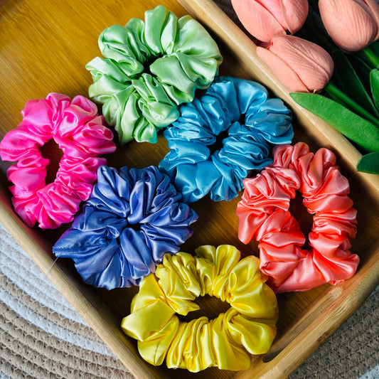 Premium Satin Scrunchies (6 pieces)