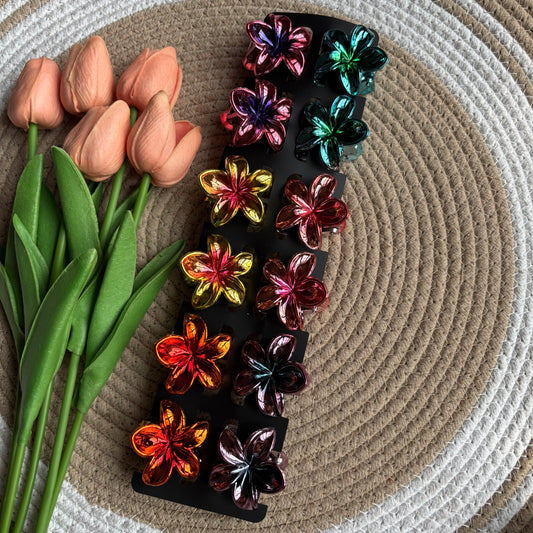 Metallic Shiny Flower Claws (12 Pieces) Medium