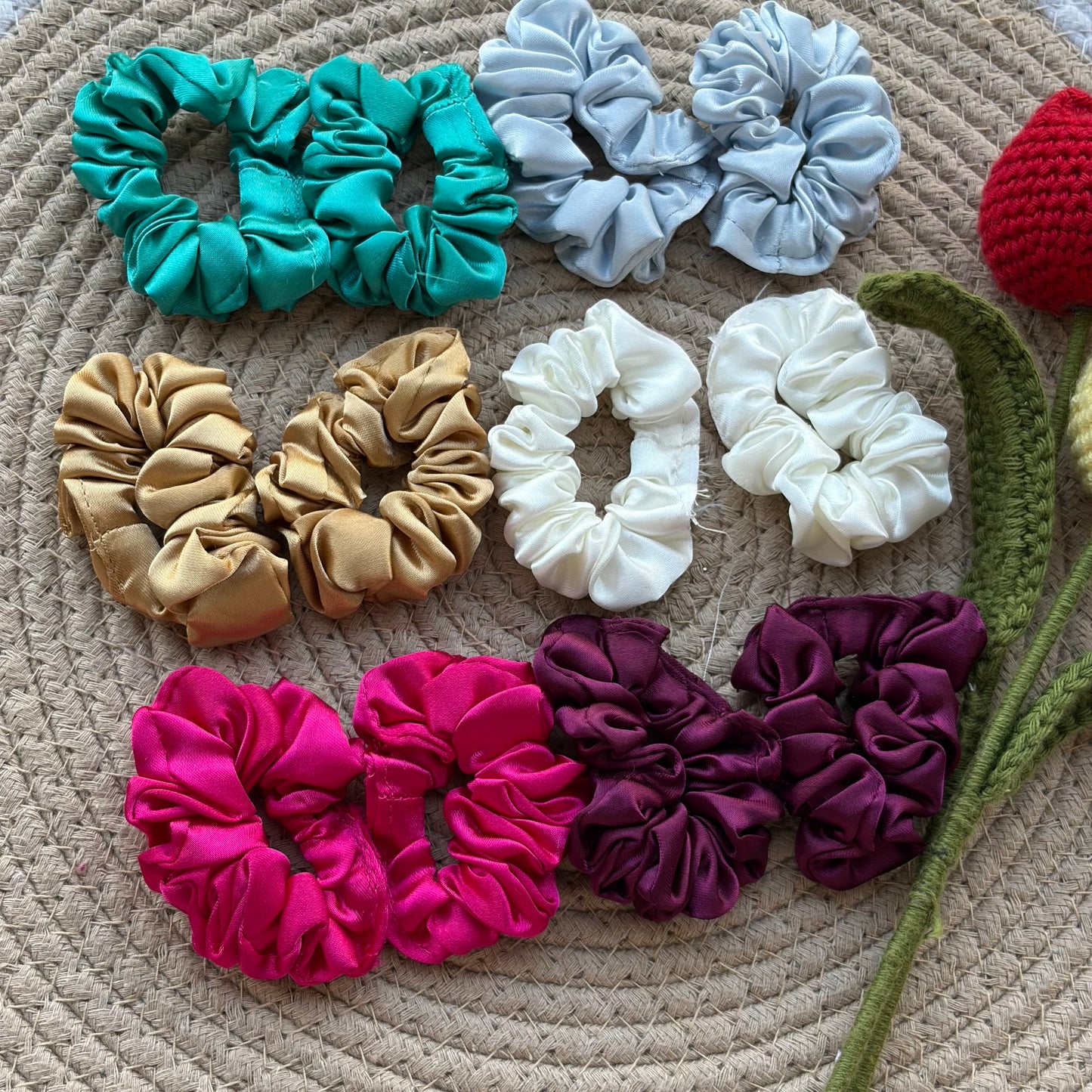 Satin  Scrunchies (12 Pieces )