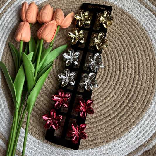 Metallic Flower Claws (12 Pieces)