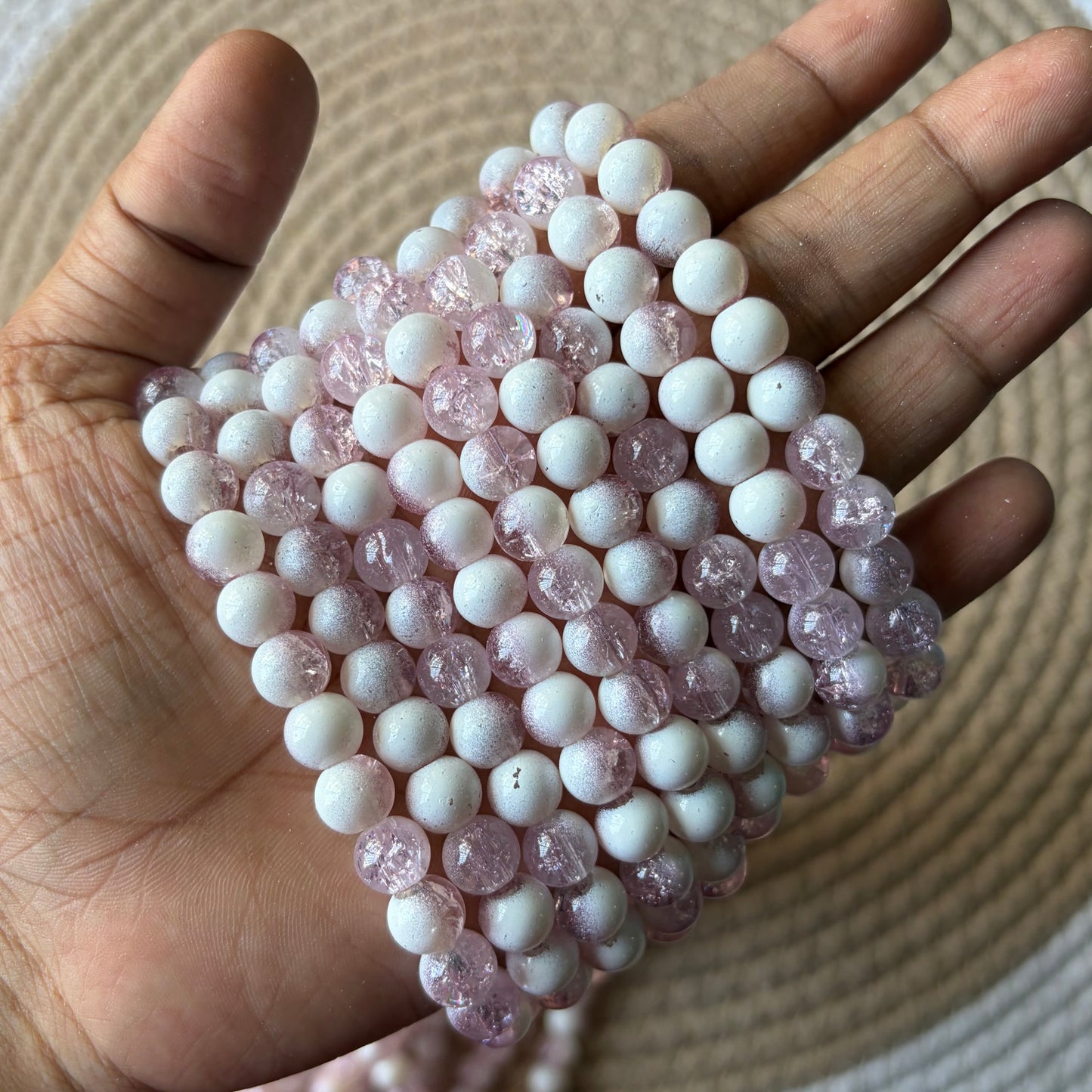 Milky Crackle Beads 8mm (95 -100 beads)