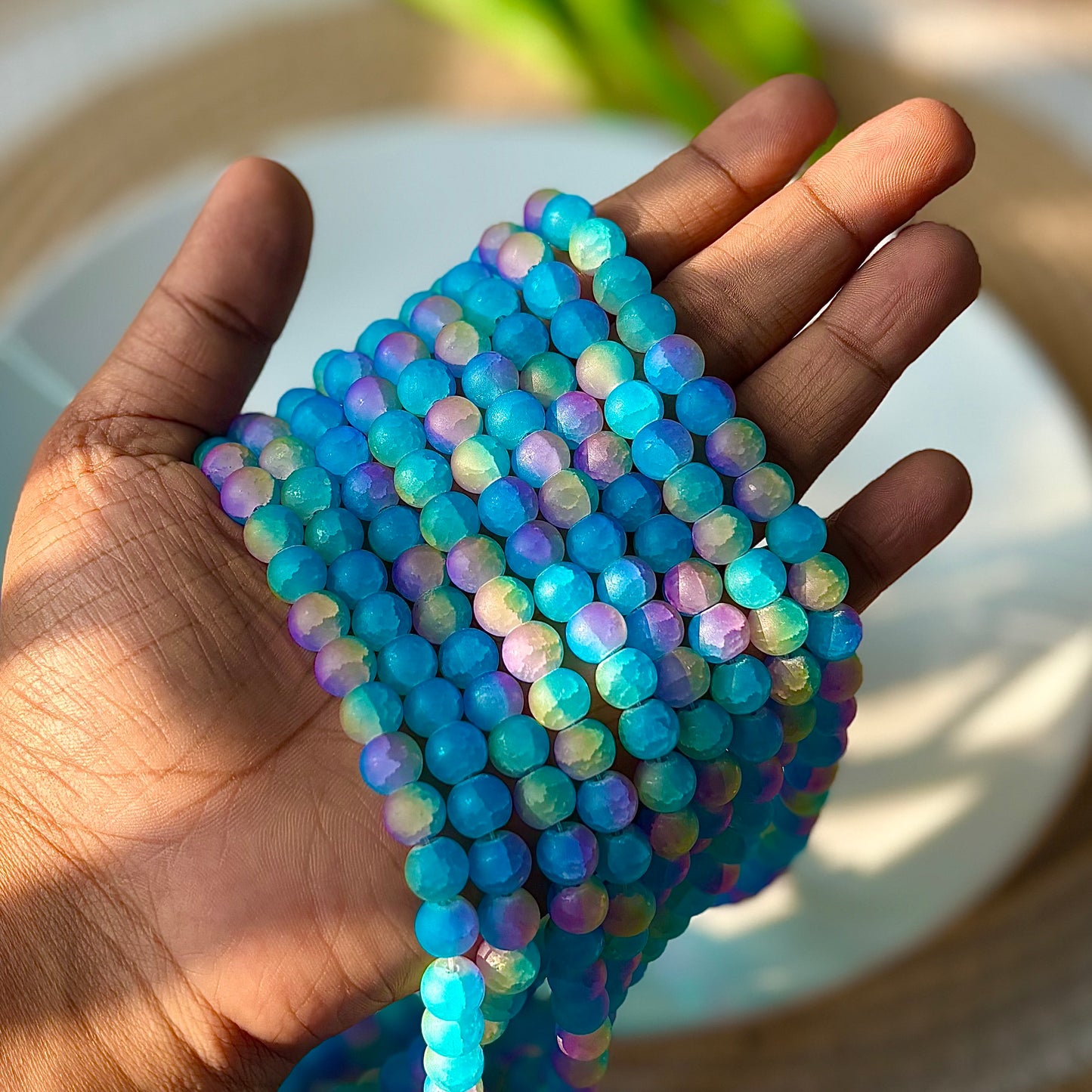 Matte+Crackle+Dual Shade Beads(95+ Beads) 8mm