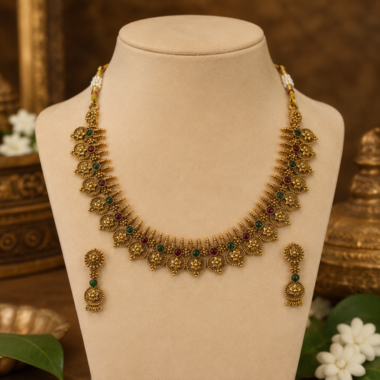 Lakshmi Necklace with Earrings