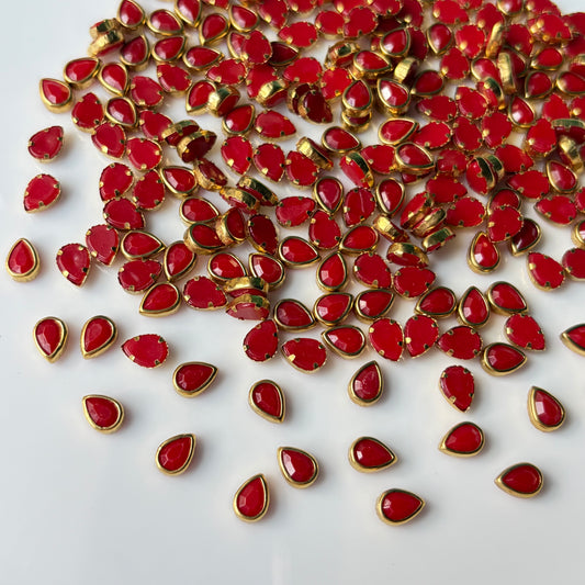 Kundan Stones DROP 4*8 (10 Grams) Red