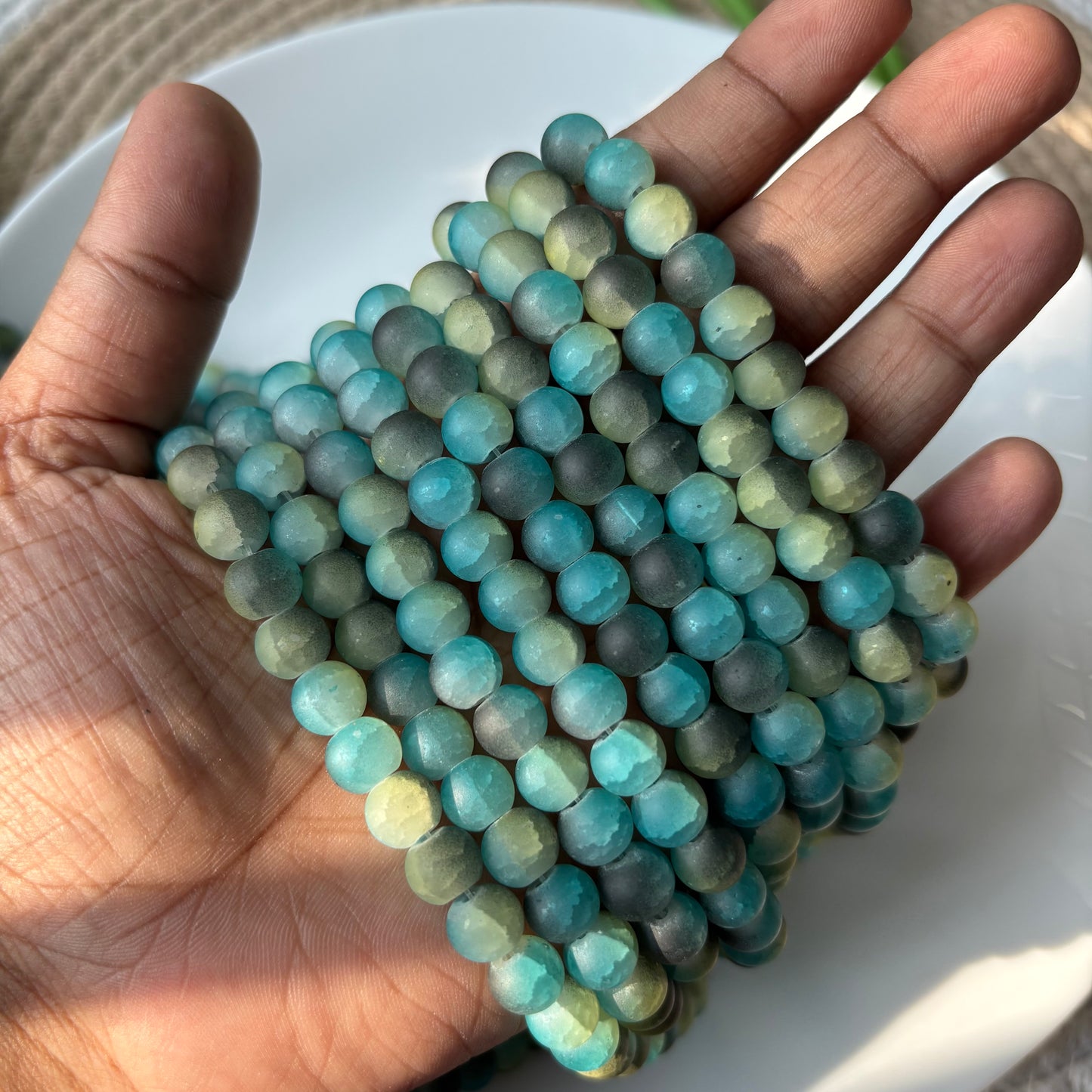 Matte+Crackle+Dual Shade Beads(95+ Beads) 8mm