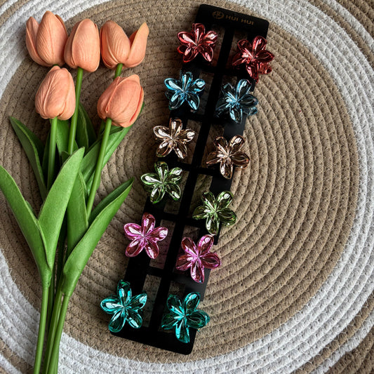 Metallic Shiny Flower Claws (12 Pieces)