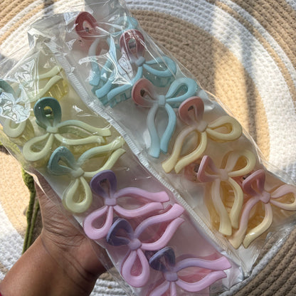 Dual Matte Pastel Bow (6 Pieces)