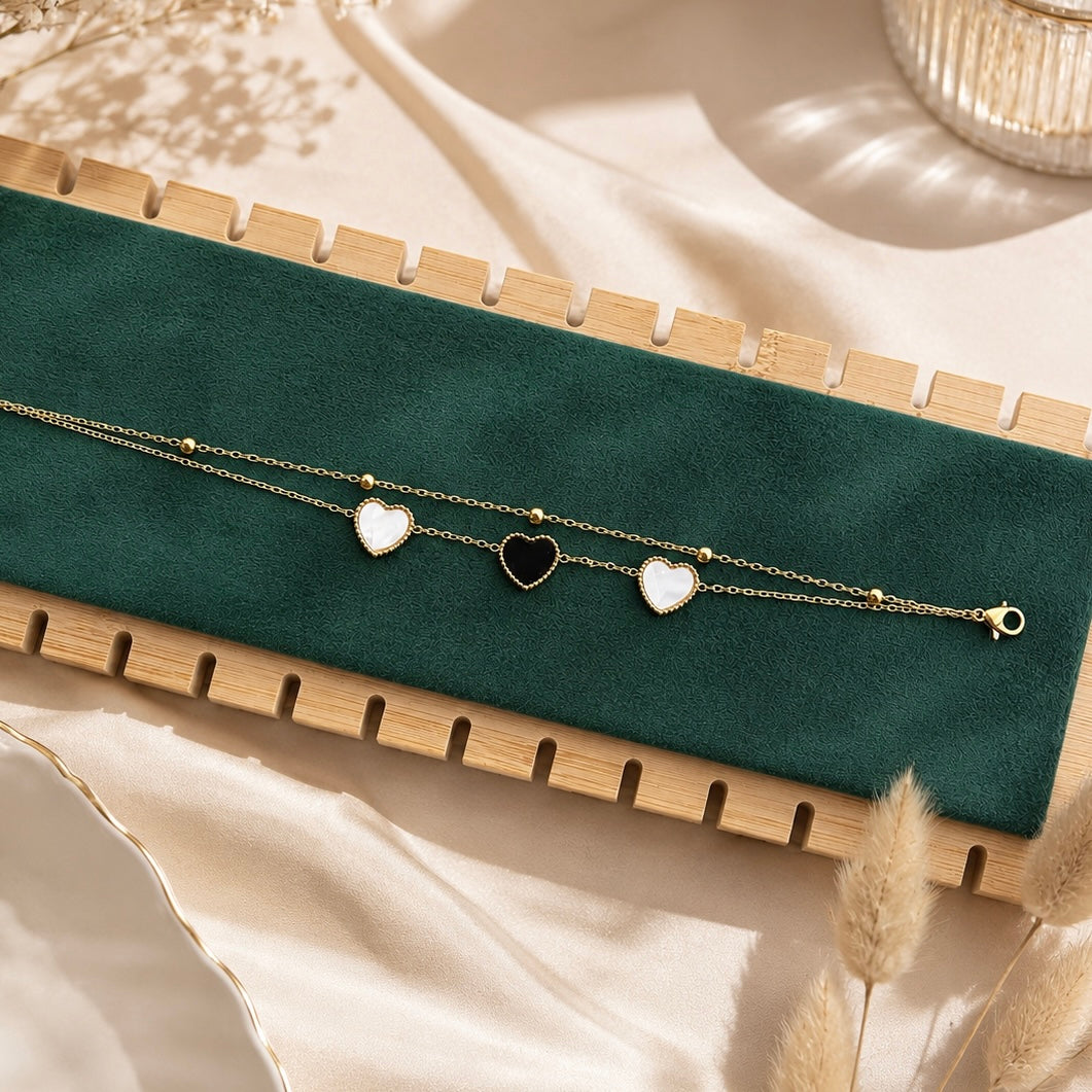 Stainless Steel Double Layer Bracelet With Extension Chain