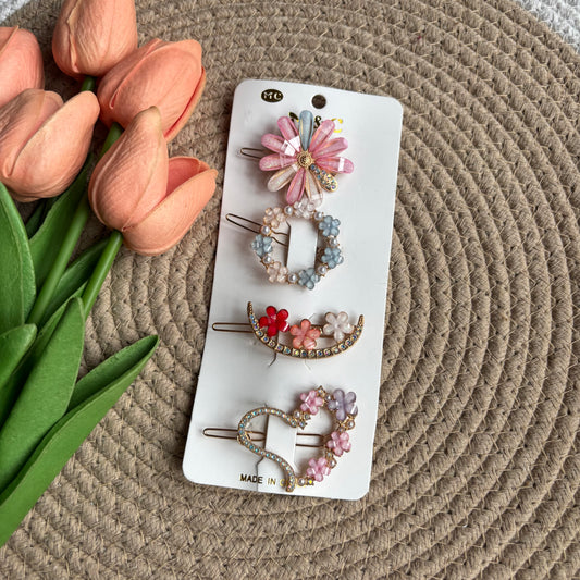 Floral Stone Lock Pins (4 Pieces)