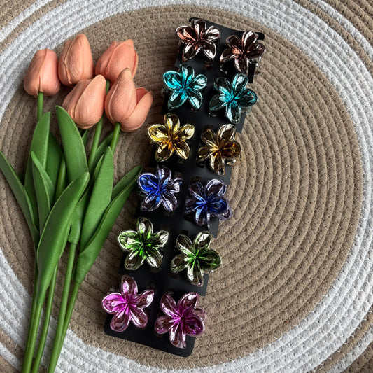 Metallic Shiny Flower Claws (12 Pieces) Medium