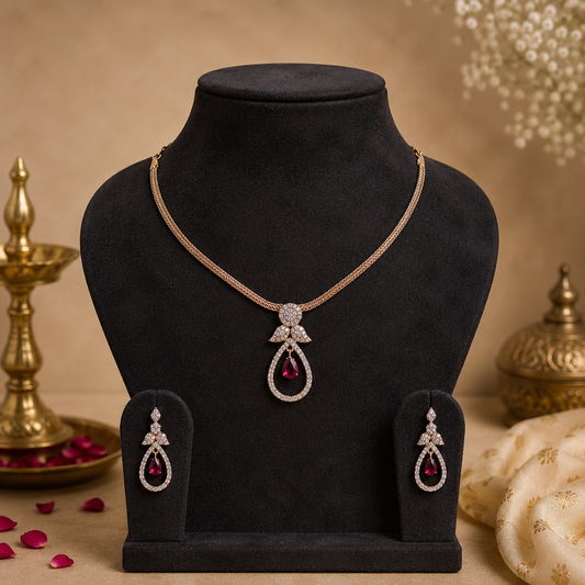 Diamond Replica Necklace + Earrings