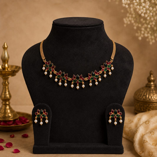 Lotus Necklace with Earrings