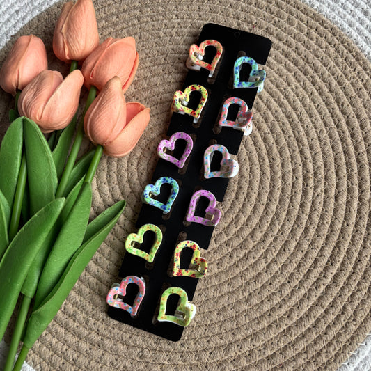 Printed Heart Claws (12 Pieces)