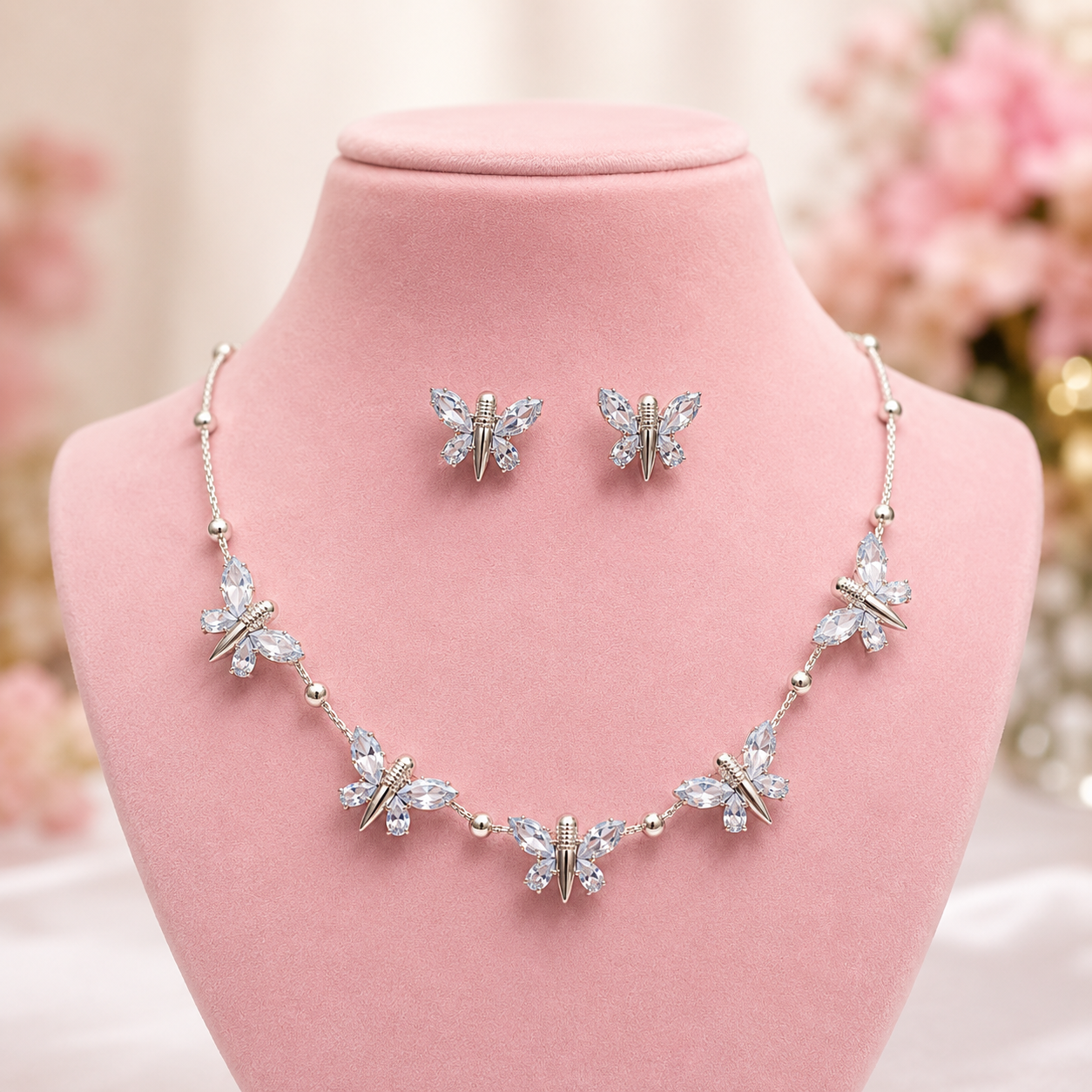Butterfly Necklace + Earrings