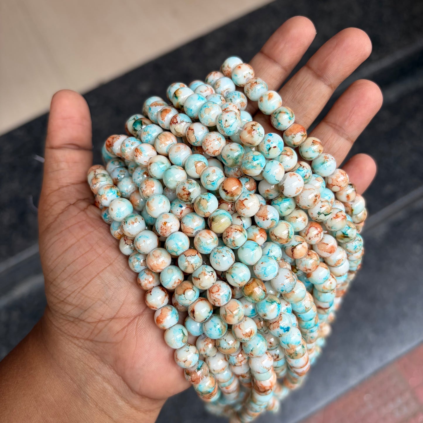 Marble Beads 8mm (95-100 beads)