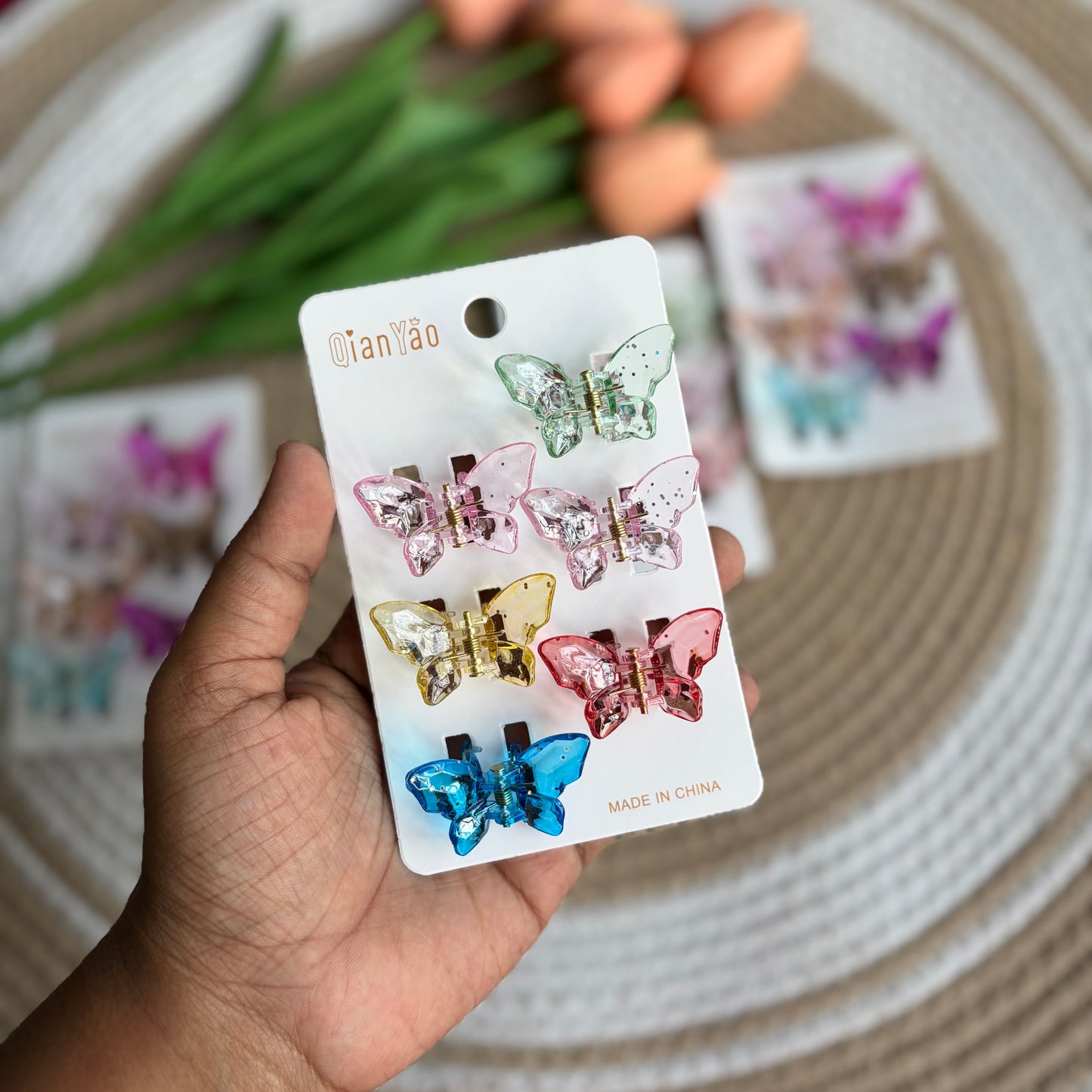 Premium Glitter Butterfly Claws (4 Cards) 24 Pieces