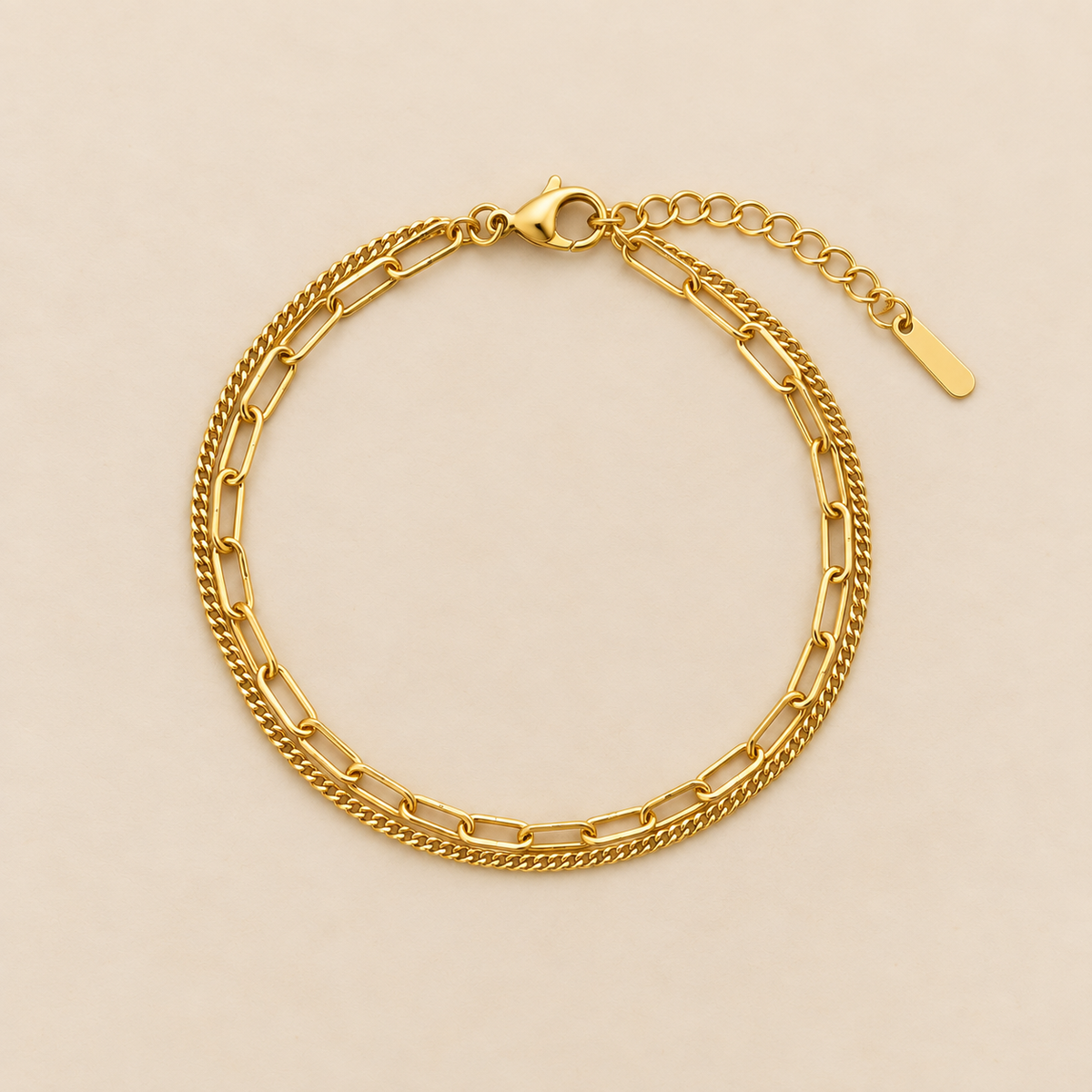 Stainless Steel Anti Tarnish Double Layer Bracelet Adjustable