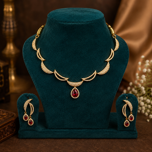 Premium Quality AD Stone Necklace + Earrings