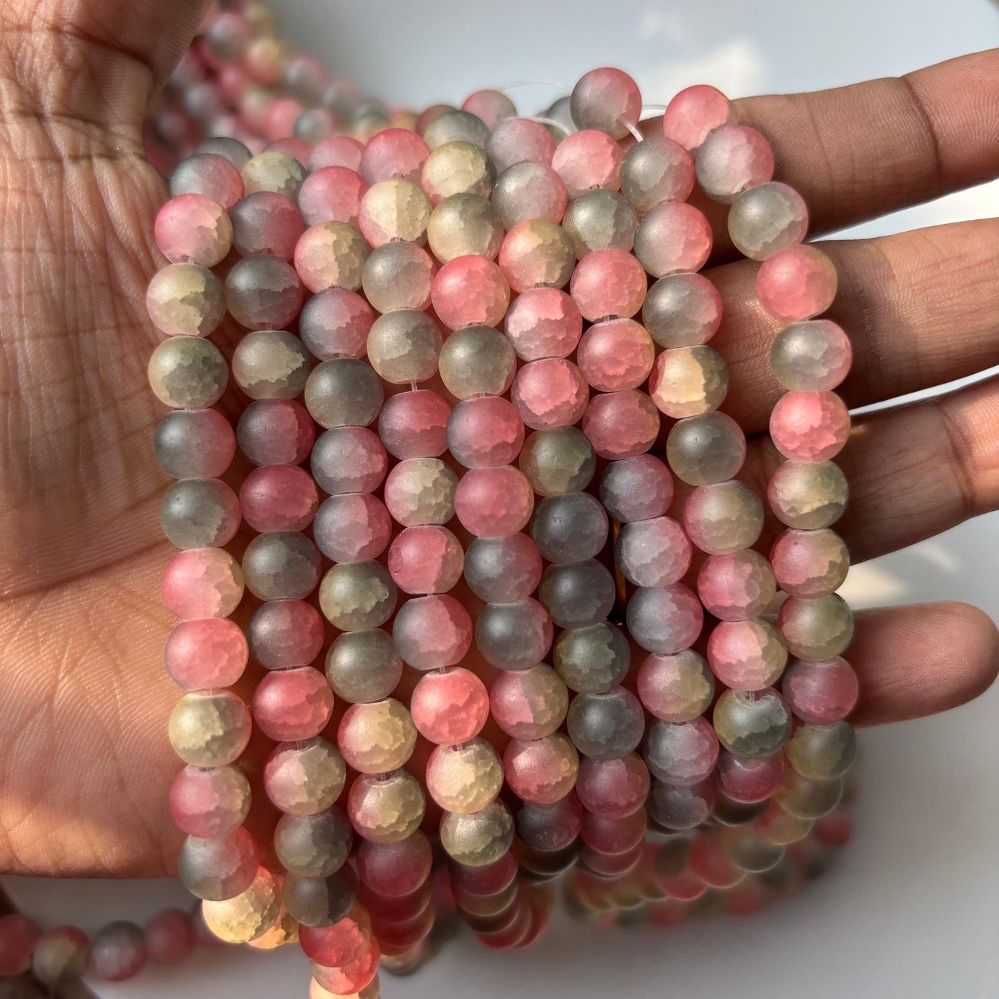 Matte+Crackle+Dual Shade Beads(95+ Beads) 8mm