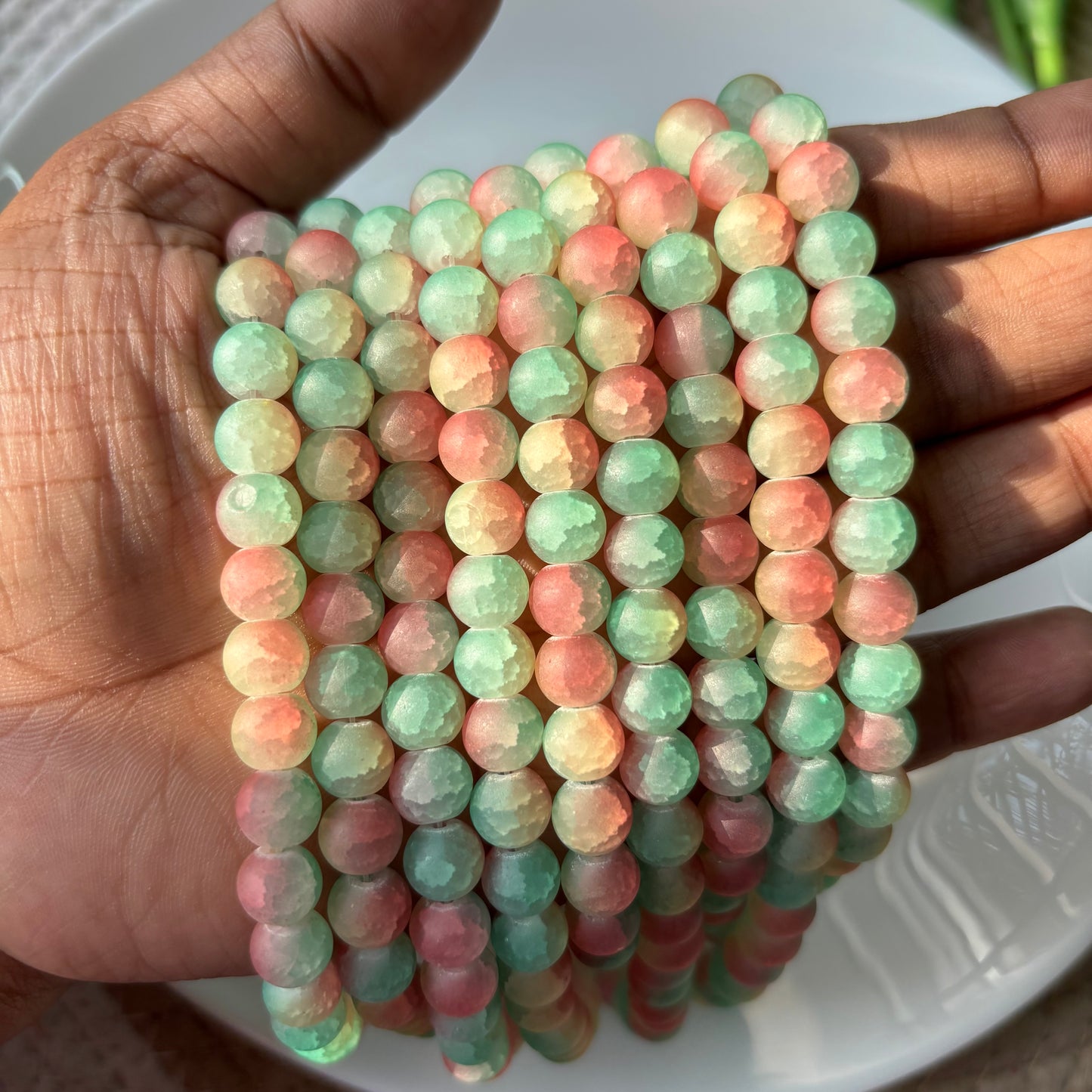 Matte+Crackle+Dual Shade Beads(95+ Beads) 8mm