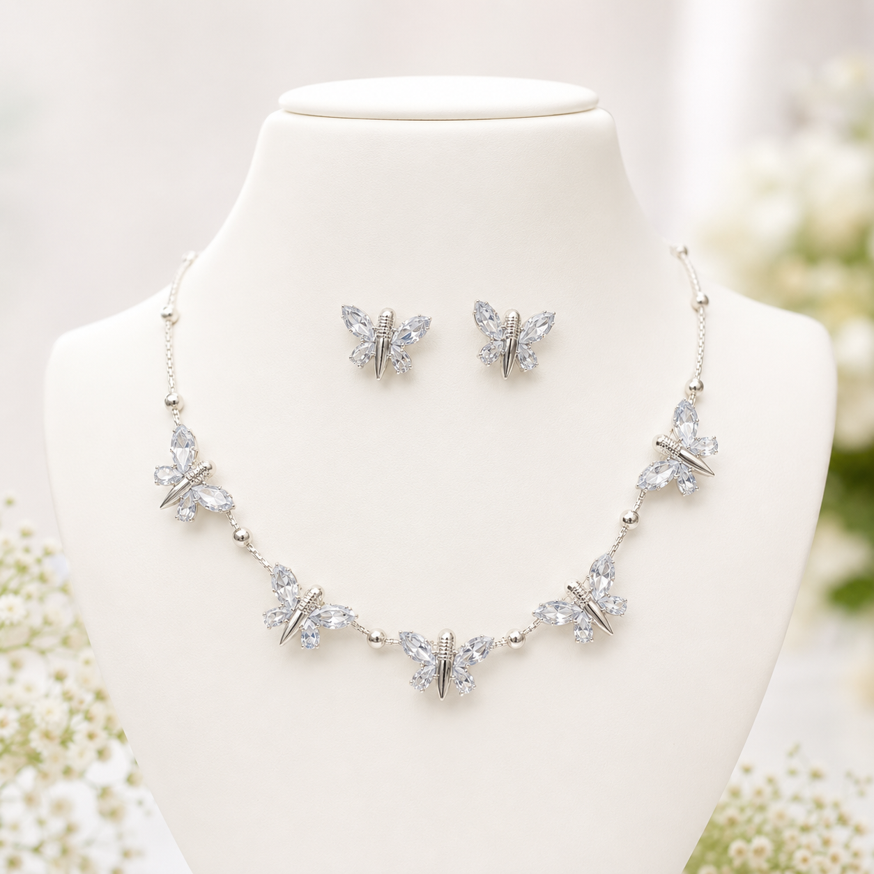 Butterfly Necklace + Earrings