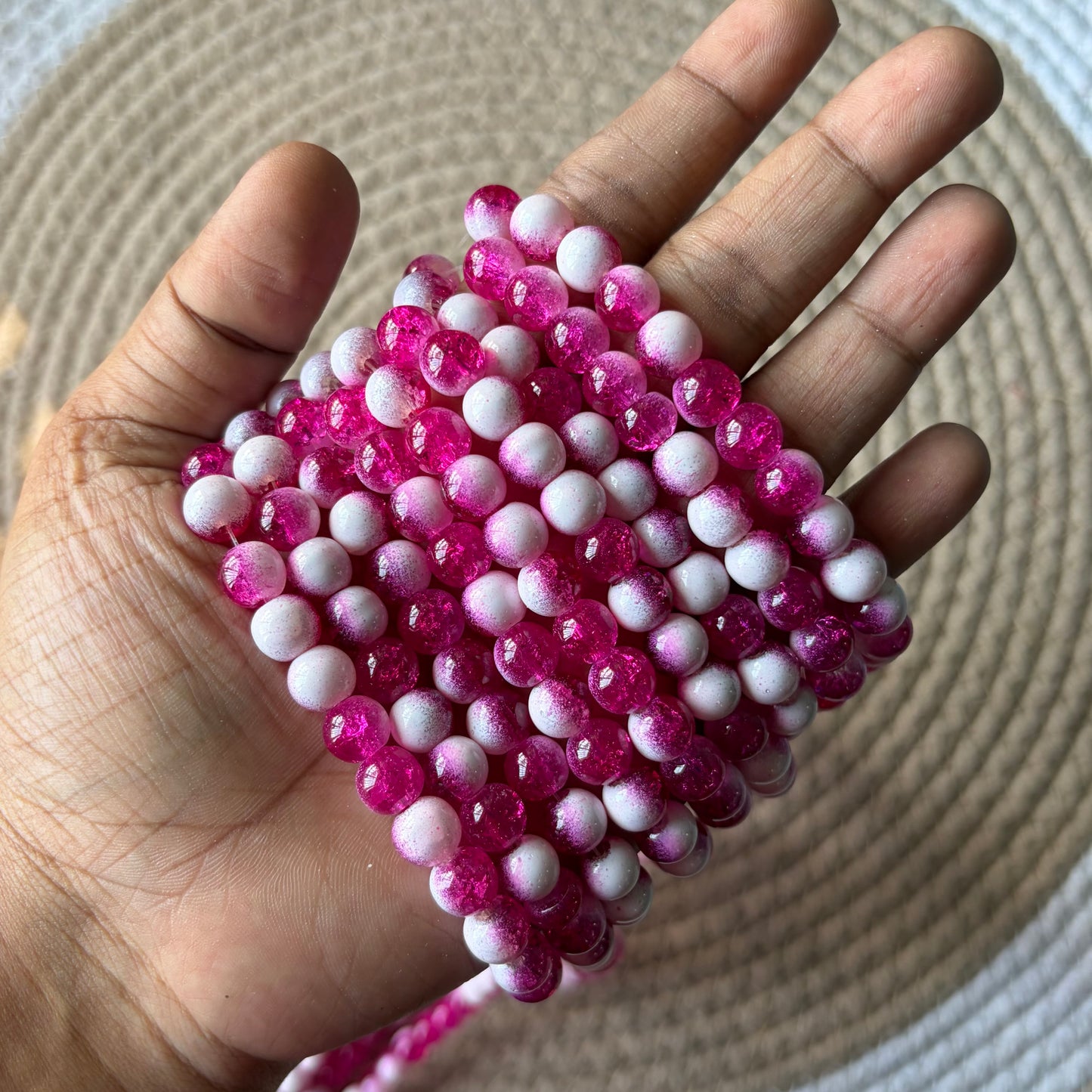 Milky Crackle Beads 8mm (95 -100 beads)