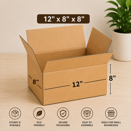 Corrugated Box 3Ply (12*8*8 Inch) 10 Pieces