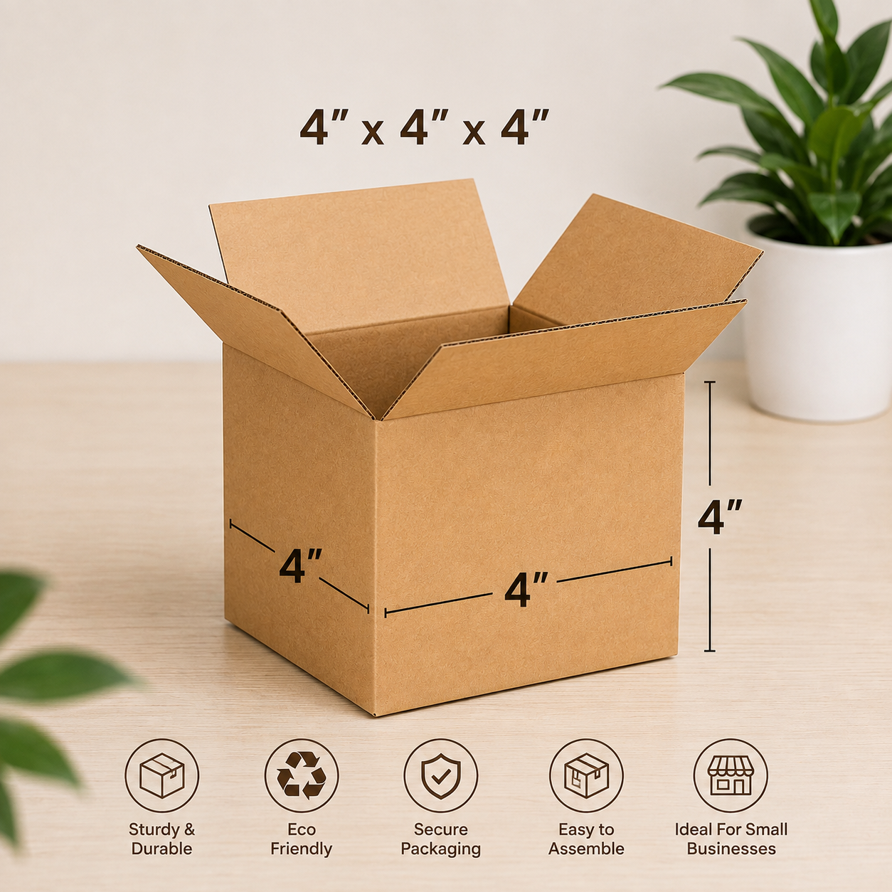 Corrugated Box 3Ply (4*4*4 Inch) 10 Pieces