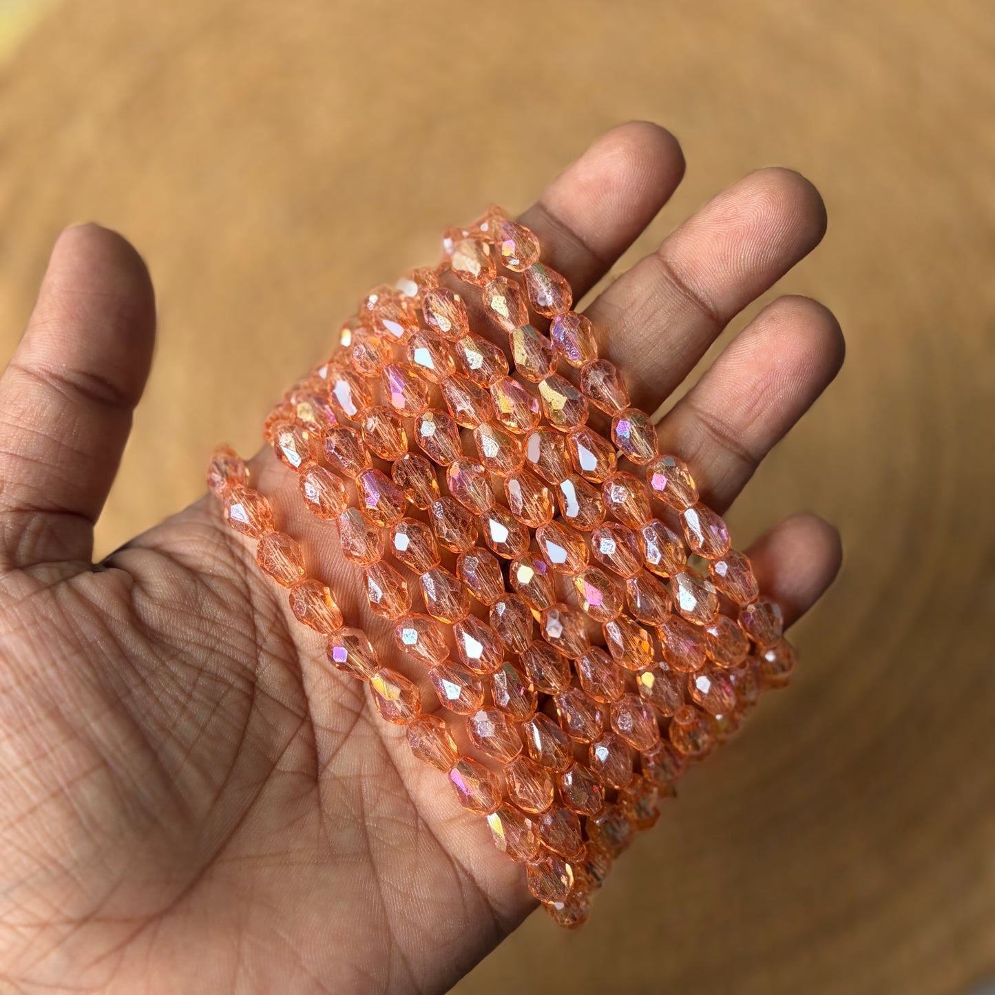 Drop Crystal Beads , Size - 6*8 (1 String)