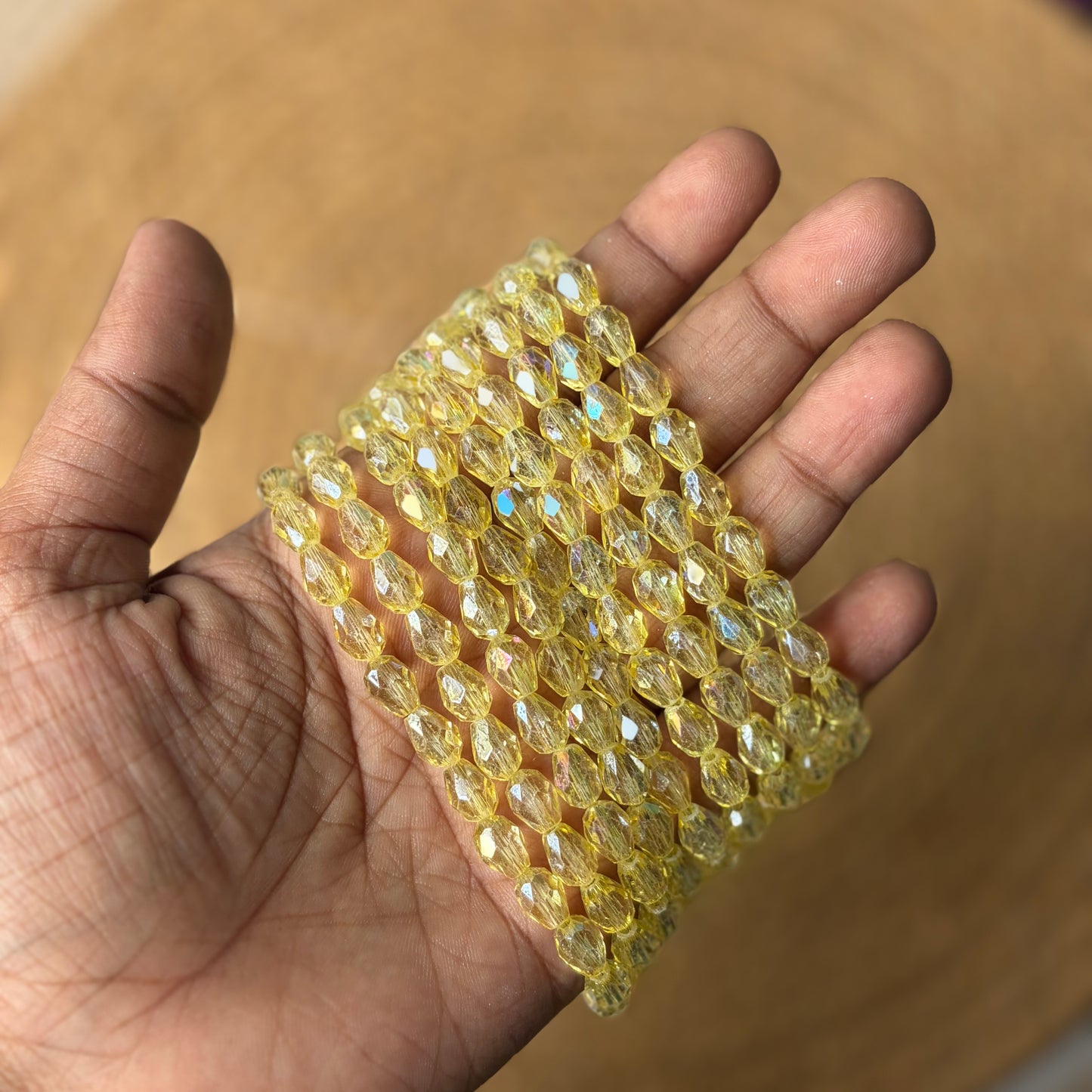 Drop Crystal Beads , Size - 6*8 (1 String)