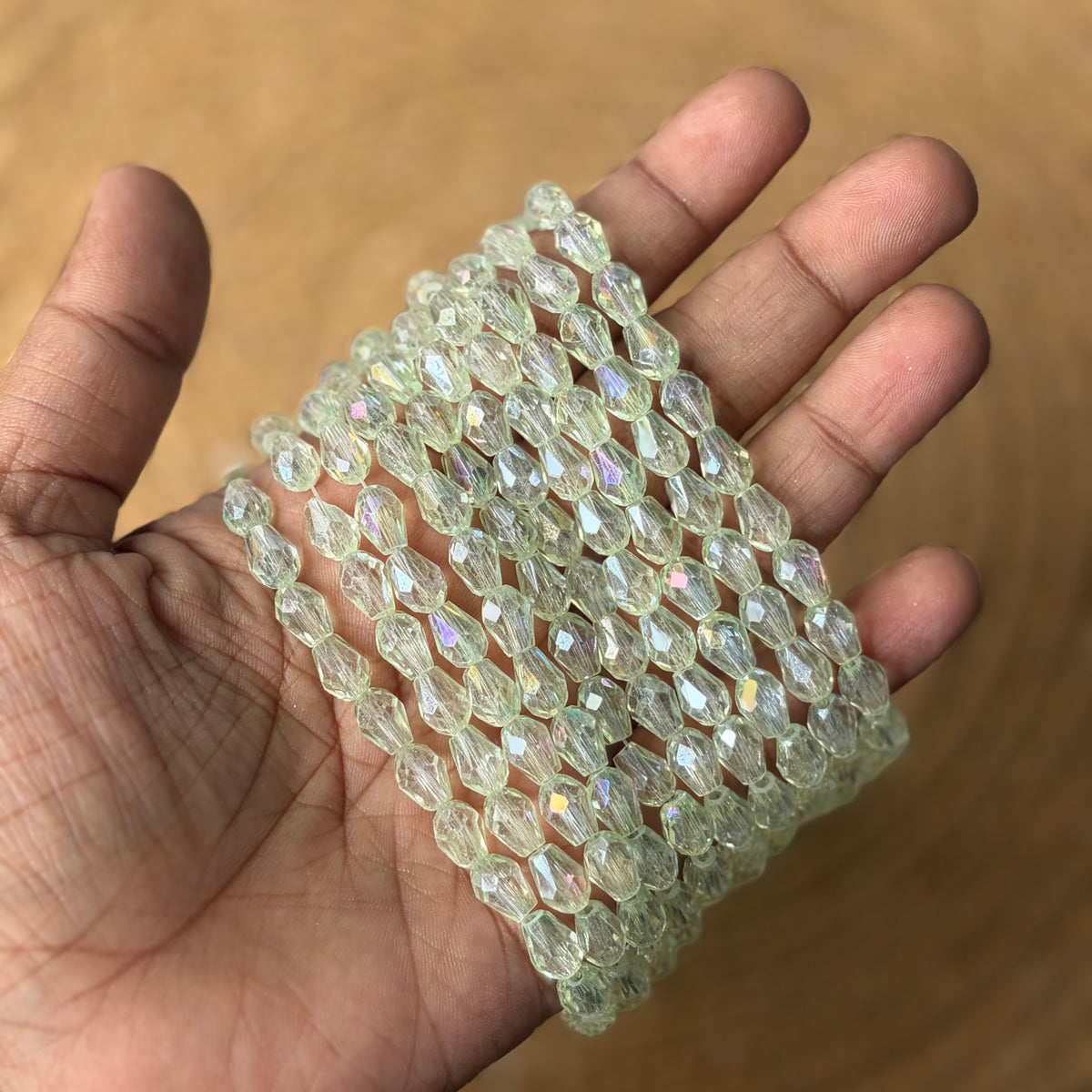 Drop Crystal Beads , Size - 6*8 (1 String)